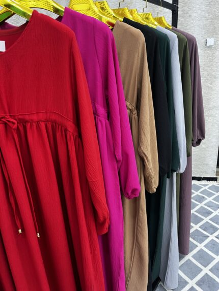 robe hijab en tissu crep froise